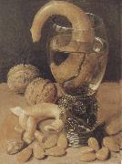 Georg Flegel Style life with wine glass and pretzel Sweden oil painting artist